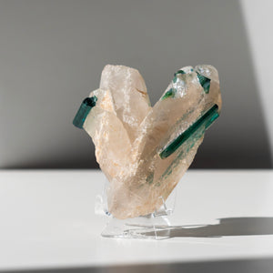 Bi-colour Blue Green Elbaite Tourmaline & Quartz - 05