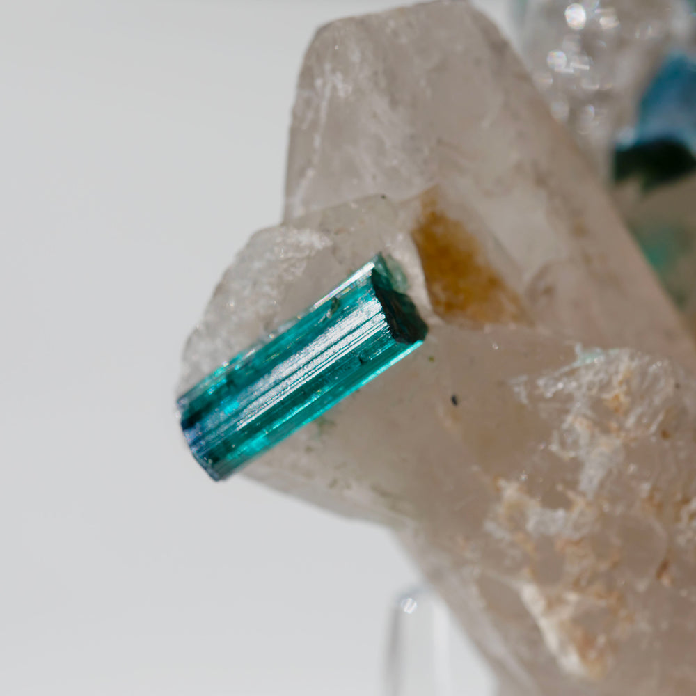 Bi-colour Blue Green Elbaite Tourmaline & Quartz - 05