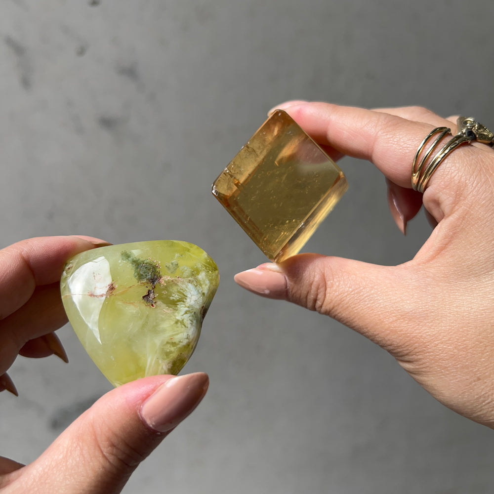 Meditation Harmonisers: Prehnite + Honey Calcite - 02