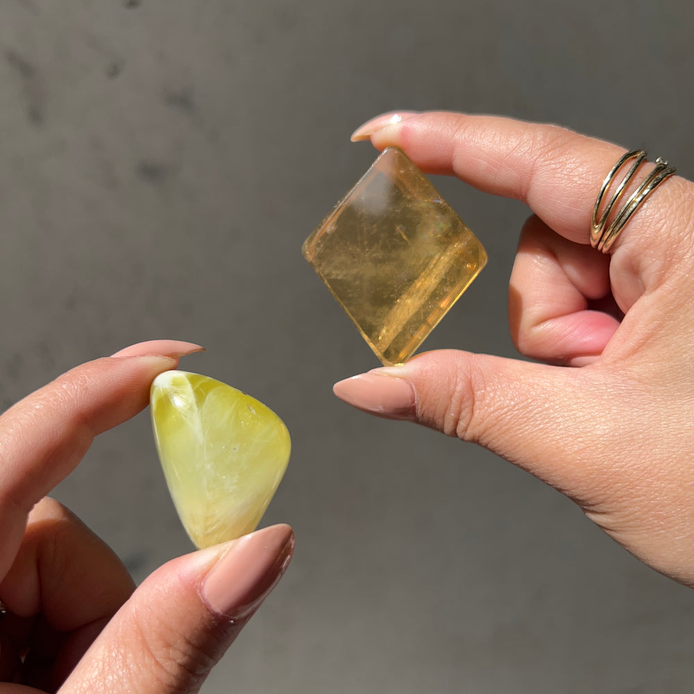 Meditation Harmonisers: Prehnite + Honey Calcite - 03