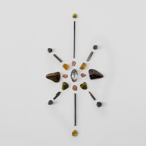crystal grid arranged in a circular pattern on a white background - strength and wisdom grid