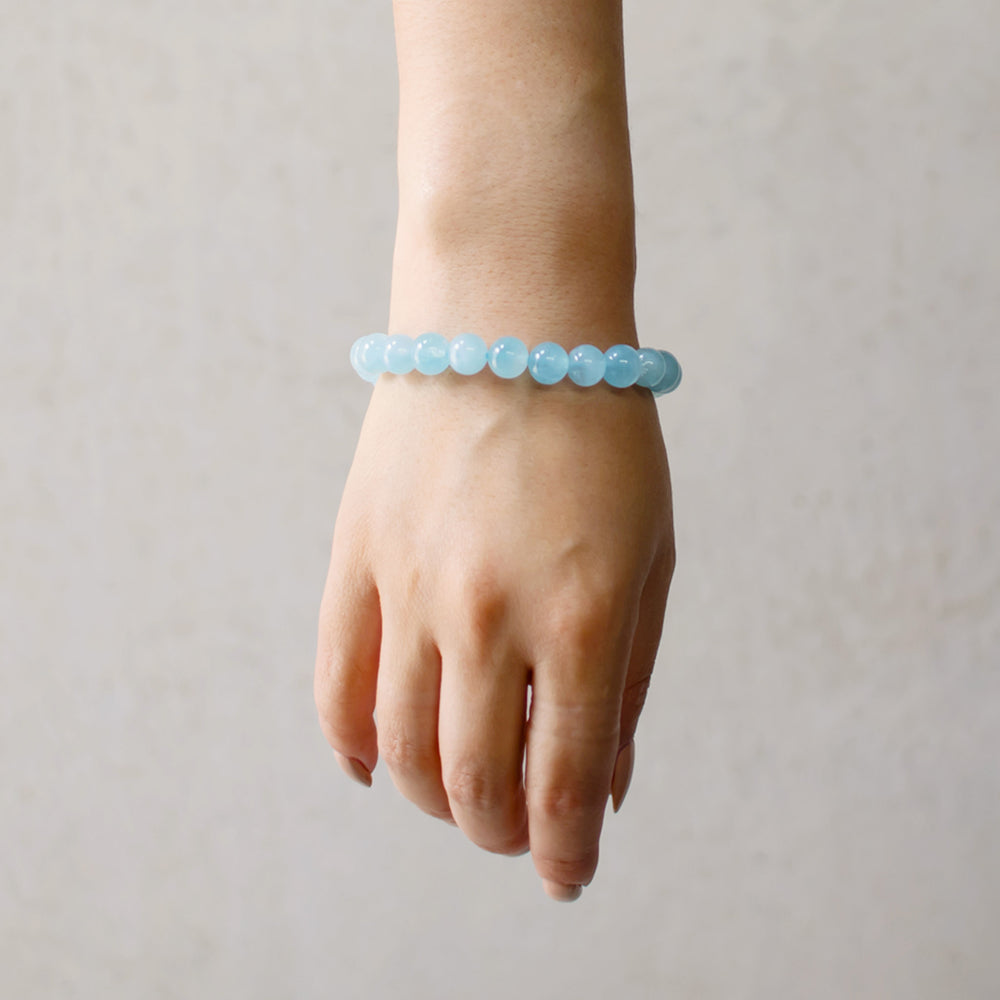 Aquamarine Beaded Bracelet - Large