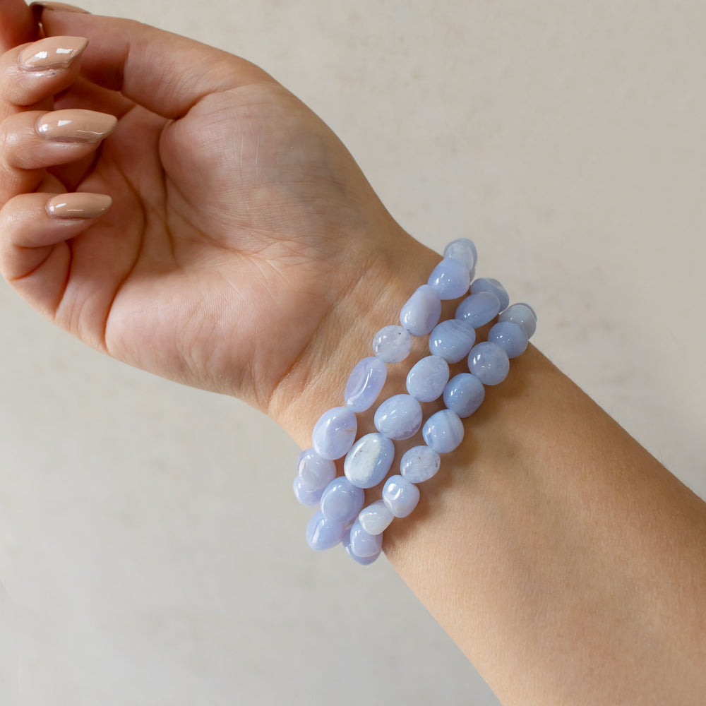 Blue Lace Agate Beaded Bracelet