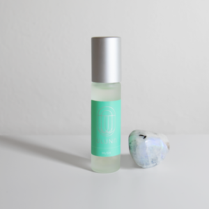 Hush aromatherapy roller blend and rainbow moonstone